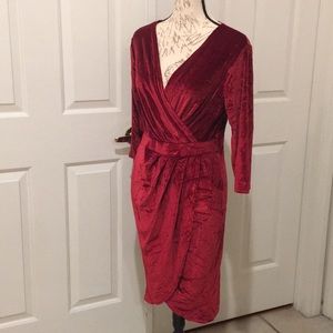 Multiple Size long sleeve velvet dress burgundy